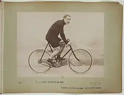 Henri Loste, Champion du Midi, on a Humber bicycle with a Simpson lever chain c. 1894