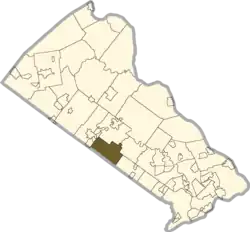 Location of Warrington Township in Bucks County