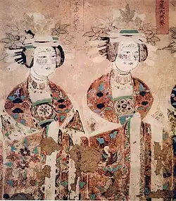 Young female Buddhist donors. Cave 98, Five Dynasties era.
