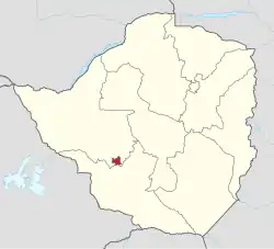 Bulawayo highlighted in red in Zimbabwe