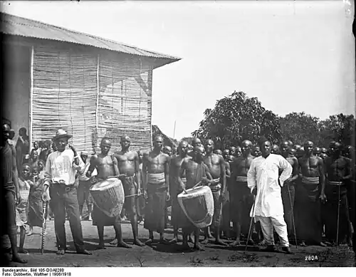 African drummers and crowd