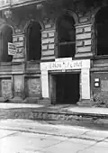 Entrance to the makeshift Hotel Adlon through the surviving 70a Wilhelmstrasse wing, 1950