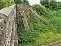 A surviving section of the walls at the northern corner of the barracks, as viewed from the Cavalry Street bridge.