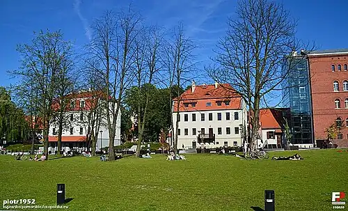 Grass esplanade on the island