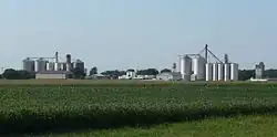 Grain bins in Byron, seen from the south, August 2011