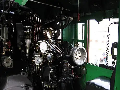 The engineer's side of No.&nbsp;2816's cab