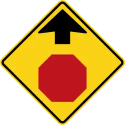 WB-1 Stop sign ahead
