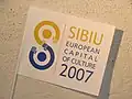 Small flag with Sibiu as former European Capital of Culture in 2007