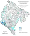 Share of Serbs in Montenegro by settlements 1961