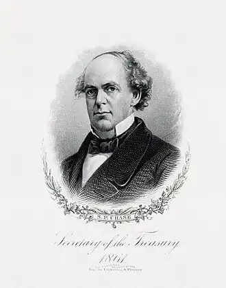 BEP engraved portrait of Salmon P. Chase, sixth Chief Justice of the United States, 1864&nbsp;– 1873