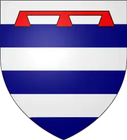 Shield shape showing alternating blue and silver horizontal stripes
