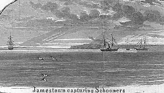 CSS Jamestown capturing schooners