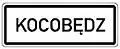 Kocobędz - ę on a road sign in Czechia in Polish