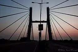 A straight view of the hanging bridge built on the National Highway 75, right over the Krishnarajapuram Railway station