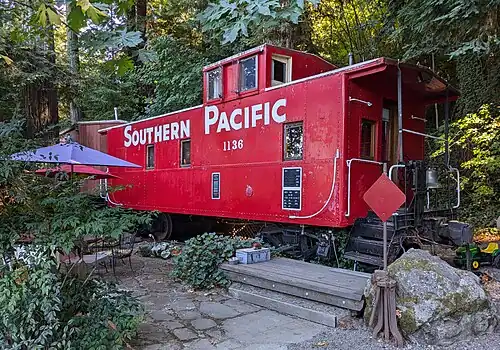 A former caboose converted into a vacation cottage