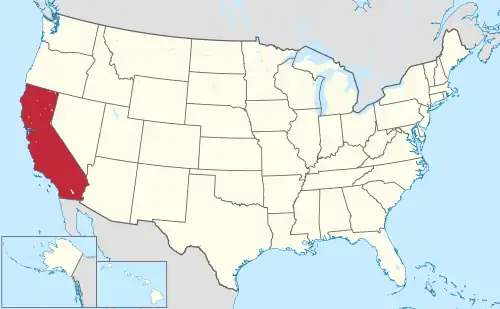 Location of California within the United States