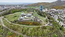 An aerial view of Calton Hill