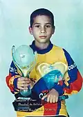 Ramínez in 2002 with his BMX World Championship trophy.