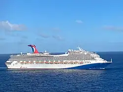 Carnival Liberty anchored off in Nassau, Bahamas, taking part in Carnival's 50th Sailabration funship meet-up on March 9, 2022