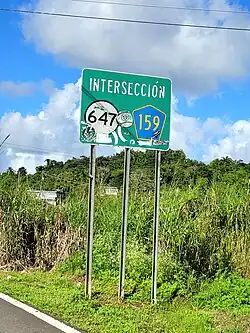 PR-5568 north approaching PR-159 and PR-647 junction in Padilla, Corozal