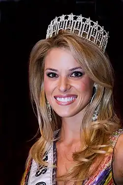 Carrie Prejean wearing her crown as Miss California 2009