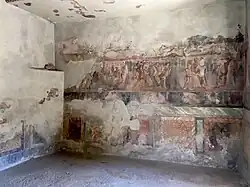 Frescoed triclinium with scenes of Heracles, Achilles and Troy