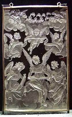 Engraved rock crystal plaque