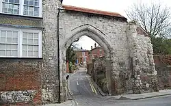 Guildford Castle gateway and walls adjoining to the east and south