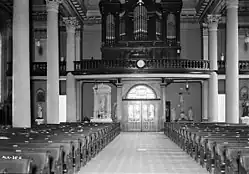 East end of the nave, showing the organ, choir balcony and entrance