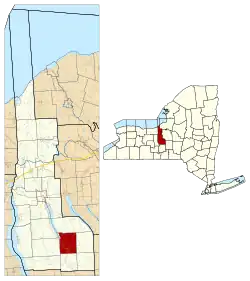 Location within Cayuga County and New York