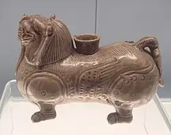 Celadon lion-shaped bixie, Western Jin, 265–317 CE.