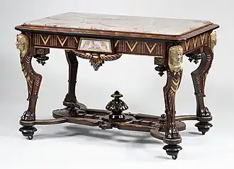Center table; 1870–1875; rosewood, walnut and marble; 79.4 x 119.4 x 78.7&nbsp;cm; Metropolitan Museum of Art