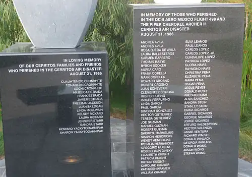Close-up of the names of the victims