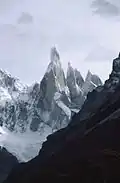 Cerro Torre 3,133&nbsp;m (south flank ~2,150&nbsp;m), Patagonia, Argentina/Chile