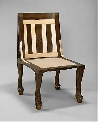 Chair of Reniseneb; 1450&nbsp;BC; wood, ebony &amp; ivory; height: 86.2&nbsp;cm; Metropolitan Museum of Art