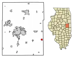 Location of Homer in Champaign County, Illinois.
