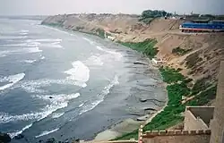 The oil polluted beach at Chancay, Peru.