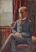 Impressionistic Portrait of Seated Man & verso