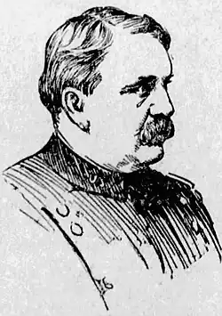 1909 black and white newspaper illustration of Major General Charles Badger Hall