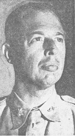 September 1945 black and white newspaper photo of Lieutenant Colonel Charles Coudert Nast, head and shoulders, in dress uniform and necktie, looking to his left