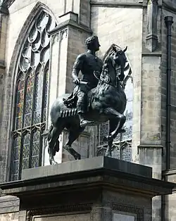 Lead equestrian statue
