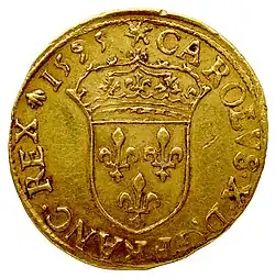 Front of a gold coin in Charles X's name