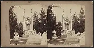 Stereoscopic view of burial monument by E. & H. T. Anthony