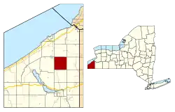 Location within Chautauqua County and New York state