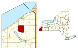 Location within Chautauqua County and New York state