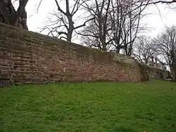 Part of City Wall with tower base from Kaleyard Gate to Eastgate