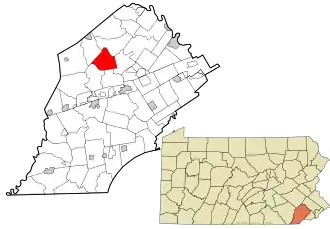 Location of Wallace Township in Chester County and in Pennsylvania