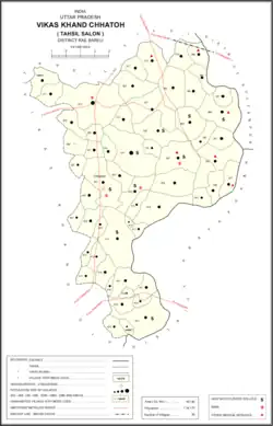 Map showing Kurha (#388) in Chhatoh CD block