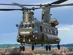 An RAF Boeing Chinook HC4 based at RAF Odiham.