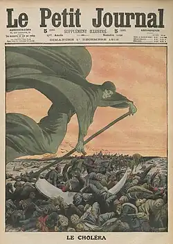 Death by Cholera personified as a Reaper in Le Petit Journal